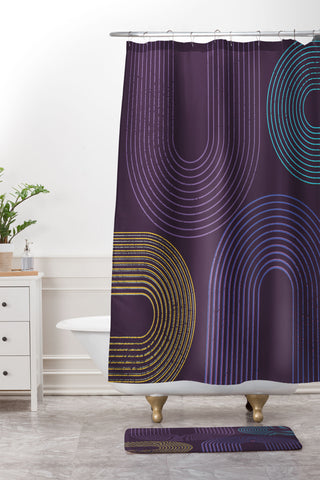 Sheila Wenzel-Ganny Purple Chalk Abstract Shower Curtain And Mat