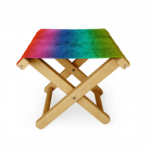 Sheila Wenzel-Ganny Rainbow Linen Abstract Folding Stool