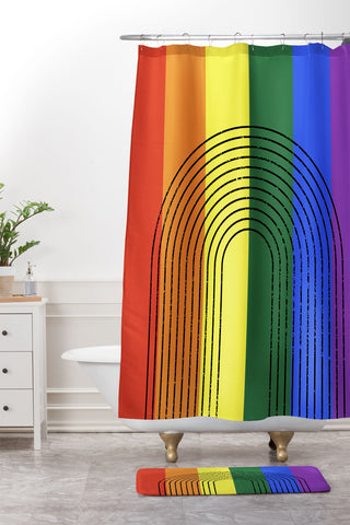 Sheila Wenzel-Ganny Rainbow Love Shower Curtain And Mat