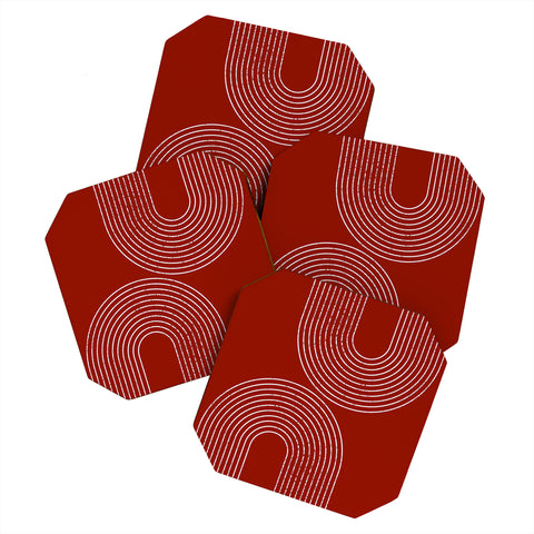 Sheila Wenzel-Ganny Red Minimalist Coaster Set