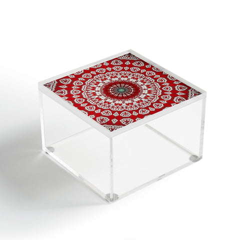 Sheila Wenzel-Ganny Red White Bohemian Mandala Acrylic Box