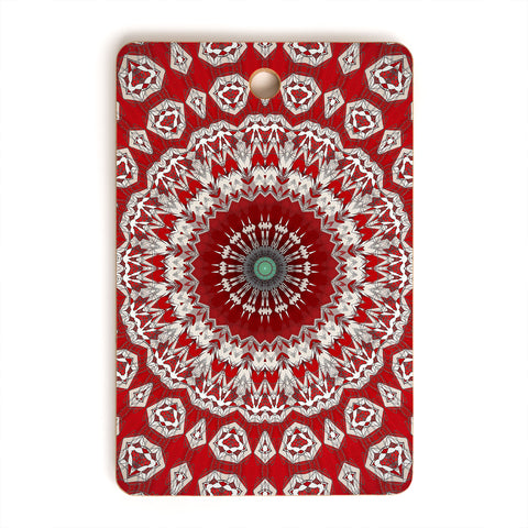 Sheila Wenzel-Ganny Red White Bohemian Mandala Cutting Board Rectangle