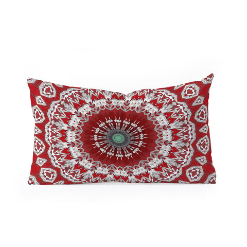 Sheila Wenzel-Ganny Red White Bohemian Mandala Oblong Throw Pillow