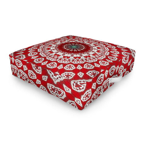 Sheila Wenzel-Ganny Red White Bohemian Mandala Outdoor Floor Cushion