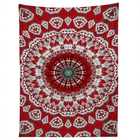 Sheila Wenzel-Ganny Red White Bohemian Mandala Tapestry
