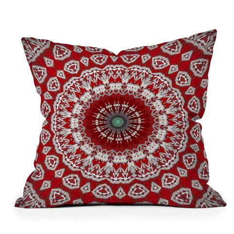 Sheila Wenzel-Ganny Red White Bohemian Mandala Outdoor Throw Pillow