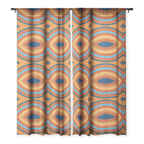Sheila Wenzel-Ganny Retro Double Rainbow Sheer Window Curtain