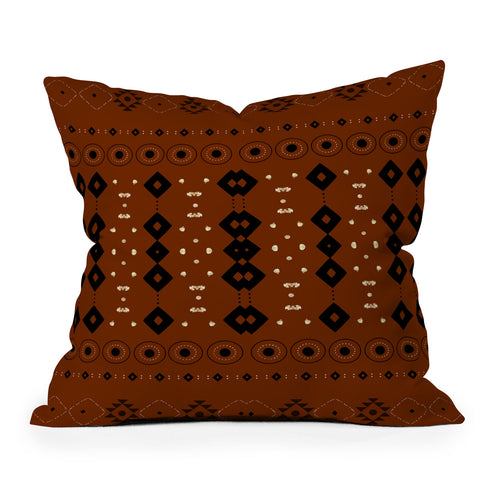 Sheila Wenzel-Ganny Rust Tribal Mud Cloth Outdoor Throw Pillow
