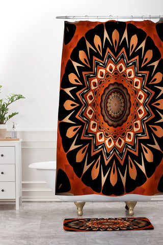 Sheila Wenzel-Ganny Rustic Orange Mandala Shower Curtain And Mat