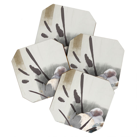 Sheila Wenzel-Ganny Serene Floral Abstract Coaster Set