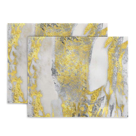 Sheila Wenzel-Ganny Silver and Gold Marble Design Placemat