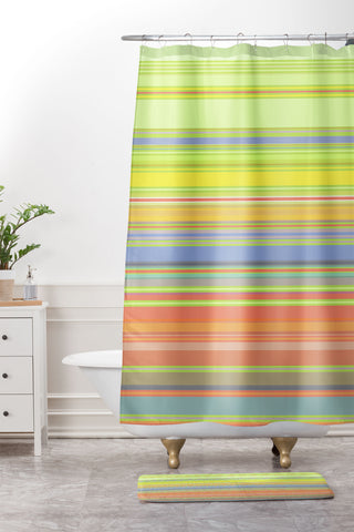 Sheila Wenzel-Ganny Spring Pastel Stripes Shower Curtain And Mat