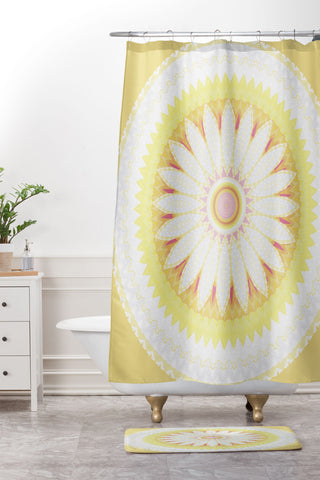 Sheila Wenzel-Ganny Sunny Flower Mandala Shower Curtain And Mat