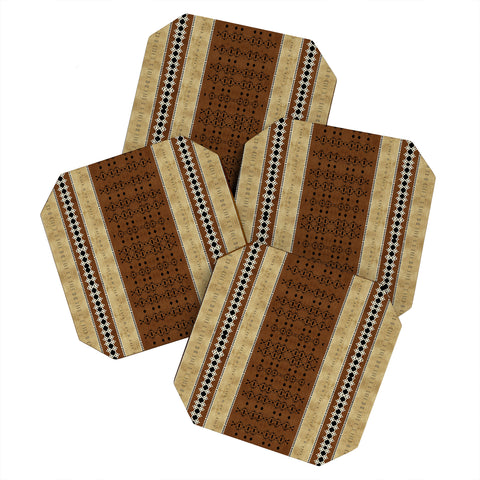 Sheila Wenzel-Ganny Tribal Brown Mud Cloth Coaster Set