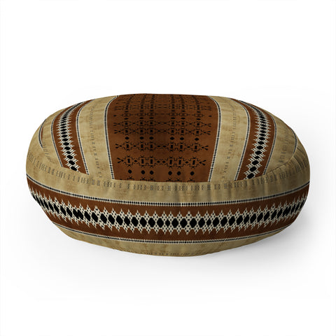 Sheila Wenzel-Ganny Tribal Brown Mud Cloth Floor Pillow Round