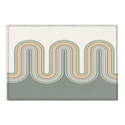Sheila Wenzel-Ganny Trippy Sage Wave Abstract Outdoor Rug