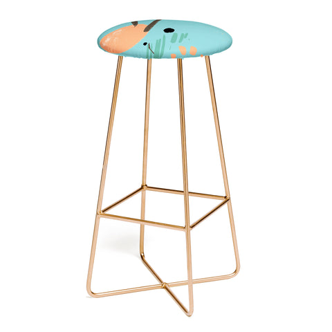 Sheila Wenzel-Ganny Turquoise Citrus Abstract Bar Stool