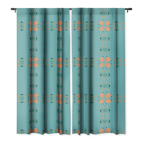 Sheila Wenzel-Ganny Turquoise Citrus Abstract Blackout Window Curtain