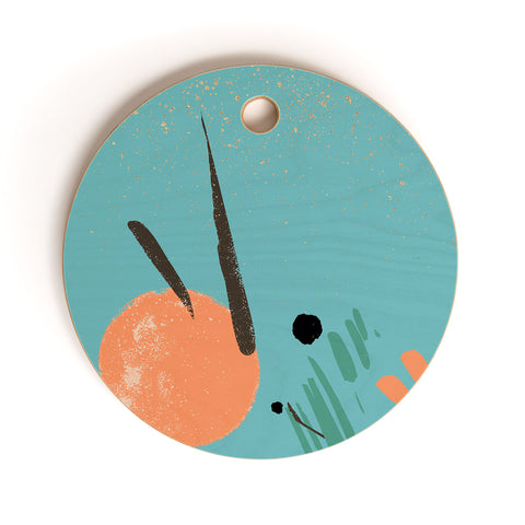 Sheila Wenzel-Ganny Turquoise Citrus Abstract Cutting Board Round