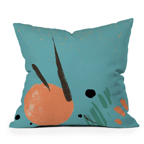 Sheila Wenzel-Ganny Turquoise Citrus Abstract Outdoor Throw Pillow