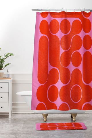 Showmemars Abstract midcentury shapes no 6 Shower Curtain And Mat