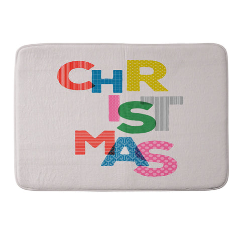 Showmemars Christmas colorful typography Memory Foam Bath Mat