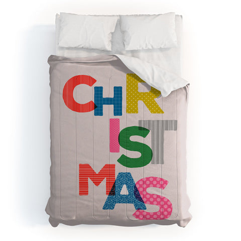 Showmemars Christmas colorful typography Comforter