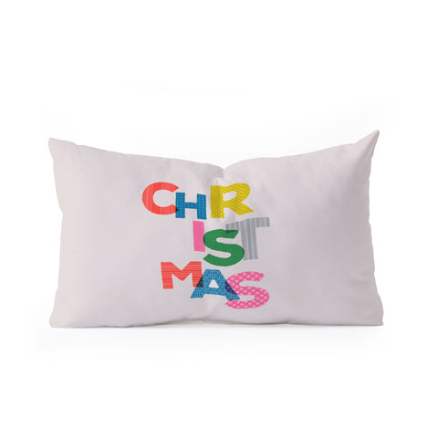 Showmemars Christmas colorful typography Oblong Throw Pillow
