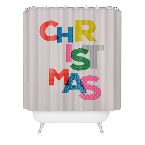 Showmemars Christmas colorful typography Shower Curtain