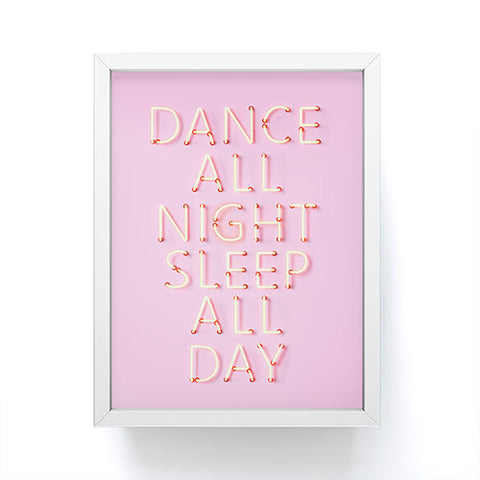 Showmemars DANCE ALL NIGHT pink neon Framed Mini Art Print