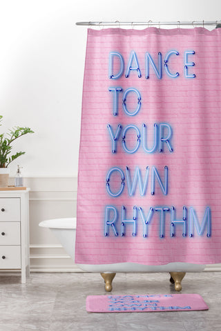 Showmemars DANCE TO YOUR OWN RHYTHM blue Shower Curtain And Mat