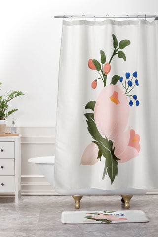 Showmemars Delicate florals no2 Shower Curtain And Mat