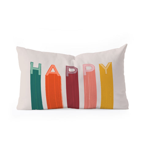 Showmemars Happy Letters in Retro Colors Oblong Throw Pillow