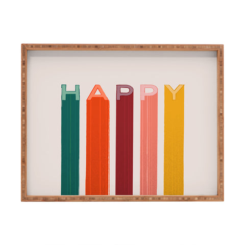 Showmemars Happy Letters in Retro Colors Rectangular Tray