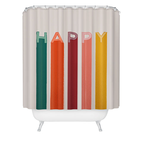 Showmemars Happy Letters in Retro Colors Shower Curtain