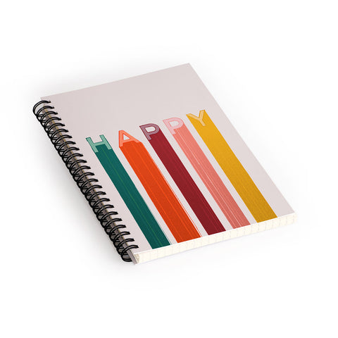 Showmemars Happy Letters in Retro Colors Spiral Notebook
