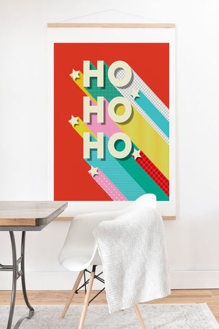 Showmemars Ho Ho Ho Christmas typography Art Print And Hanger