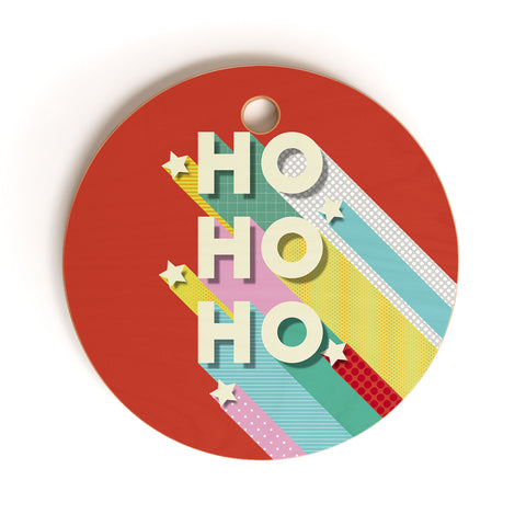 Showmemars Ho Ho Ho Christmas typography Cutting Board Round