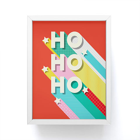 Showmemars Ho Ho Ho Christmas typography Framed Mini Art Print