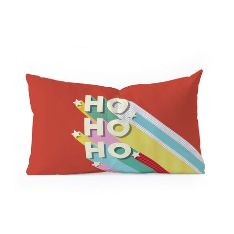 Showmemars Ho Ho Ho Christmas typography Oblong Throw Pillow