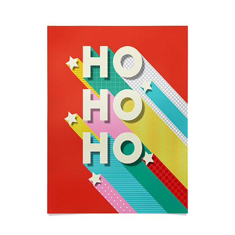Showmemars Ho Ho Ho Christmas typography Poster