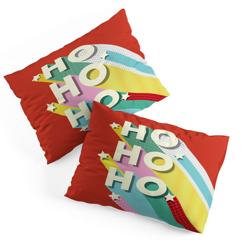 Showmemars Ho Ho Ho Christmas typography Pillow Shams