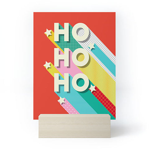 Showmemars Ho Ho Ho Christmas typography Mini Art Print