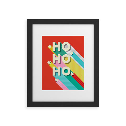 Showmemars Ho Ho Ho Christmas typography Framed Art Print