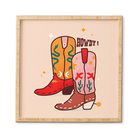 Showmemars Howdy Cowboy Boots Framed Wall Art