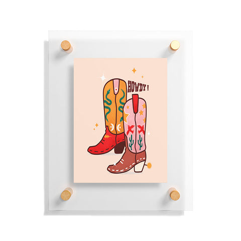 Showmemars Howdy Cowboy Boots Floating Acrylic Print