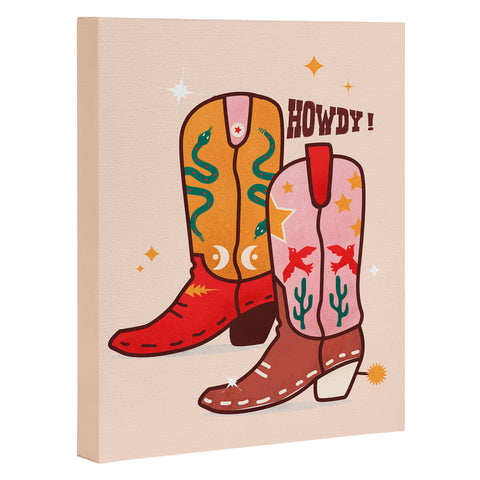 Showmemars Howdy Cowboy Boots Art Canvas