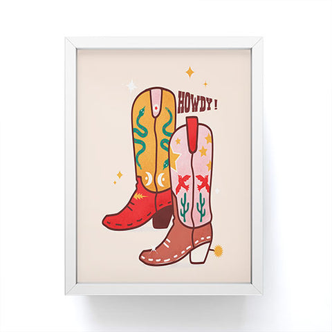 Showmemars Howdy Cowboy Boots Framed Mini Art Print