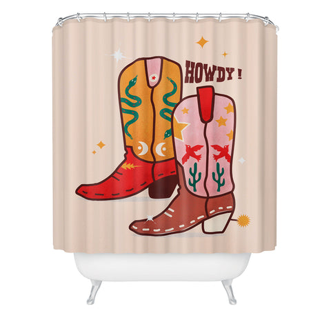 Showmemars Howdy Cowboy Boots Shower Curtain