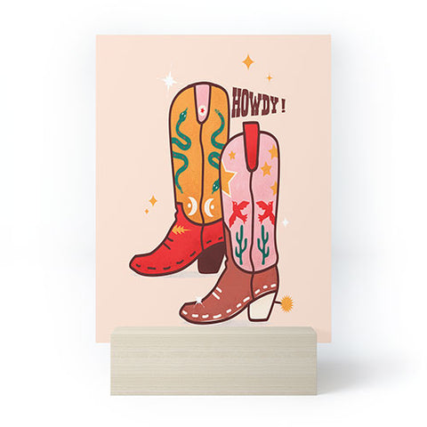 Showmemars Howdy Cowboy Boots Mini Art Print